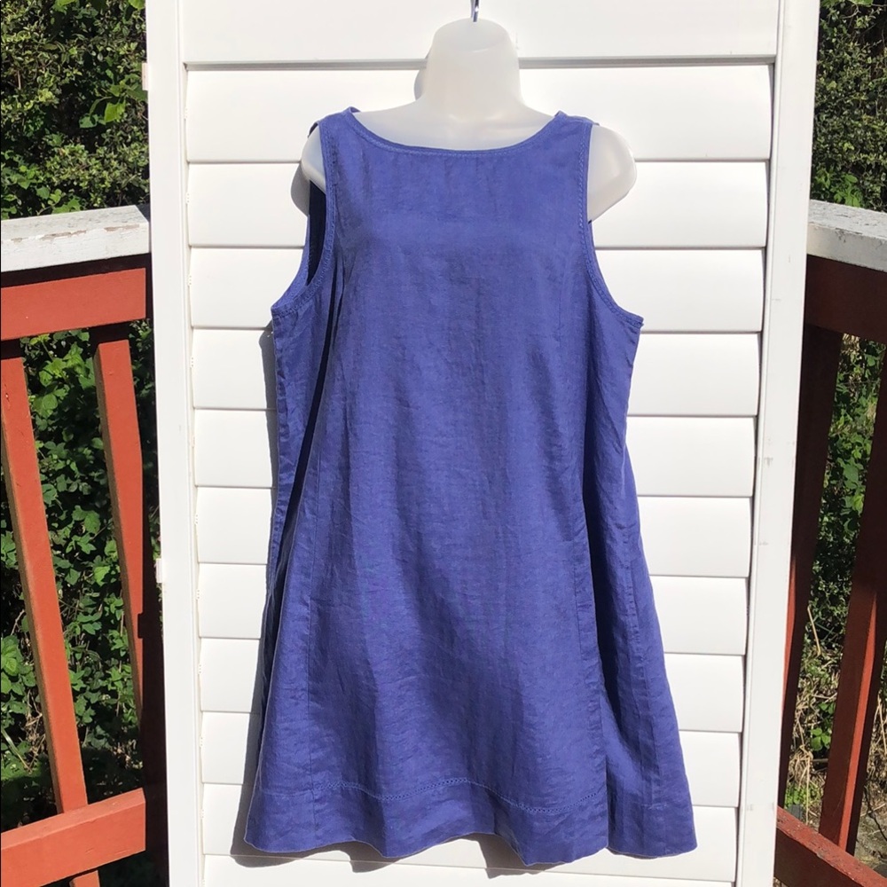 NWT Love Linen J. Jill Blue Sleeveless Casual Dress - Picture 2 of 15